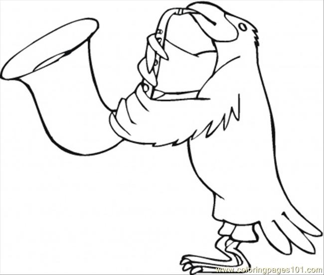 650x552 Bird Is Playing Saxophone Coloring Page