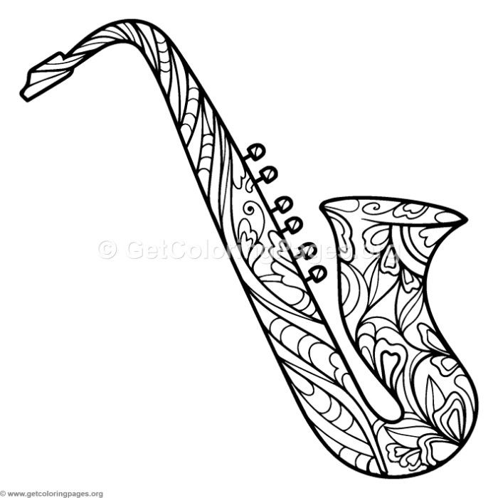 700x700 Free Download Zentangle Saxophone Coloring Pages
