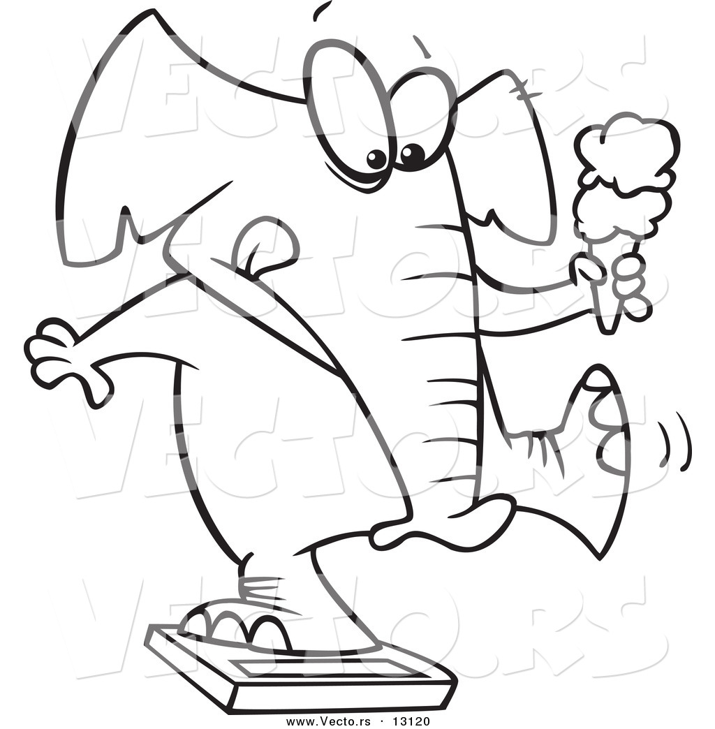 1024x1044 Vector Of A Cartoon Chubby Elephant Holding An Ice Cream Cone