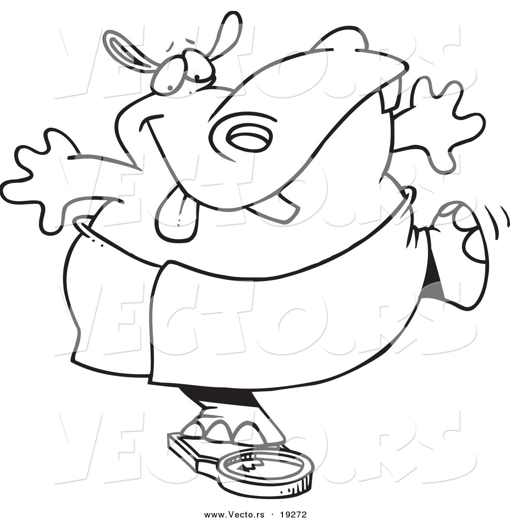 1024x1044 Vector Of A Cartoon Hippo Trying To Deceive A Scale