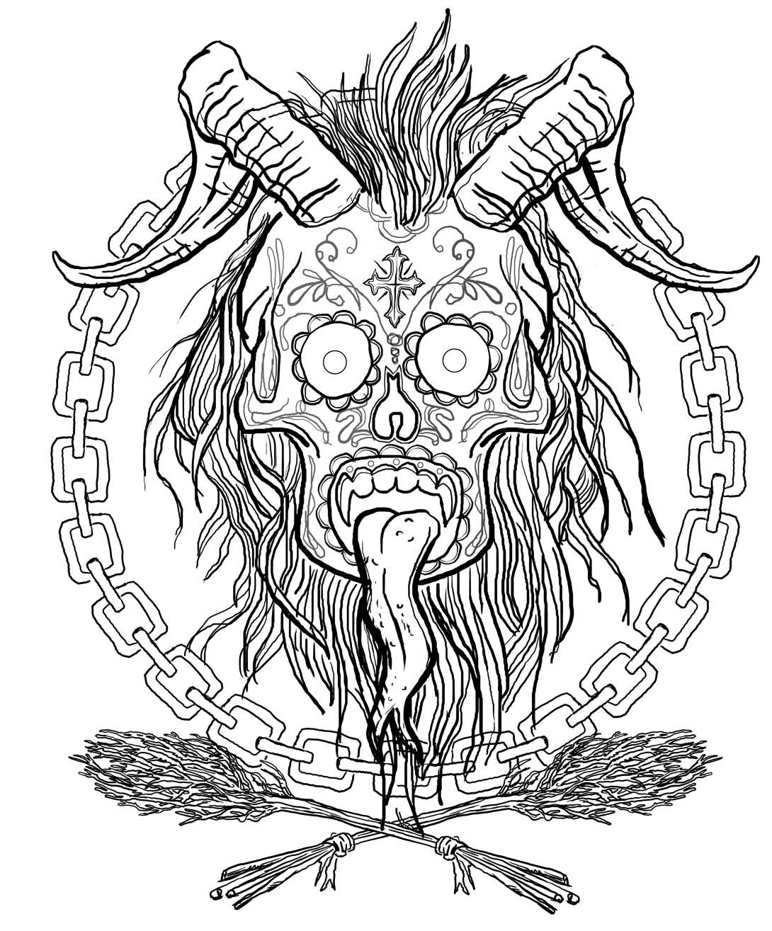 1090x1315 Krampus Coloring Pages Halloween Coloring, Yule