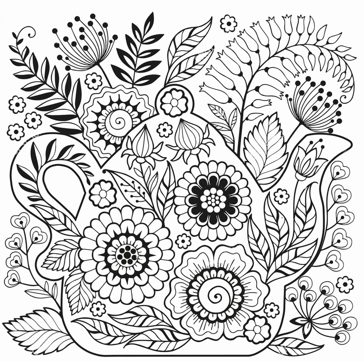 736x731 Scandinavian Coloring Book Pg 31 Embroidery Summer Flowers
