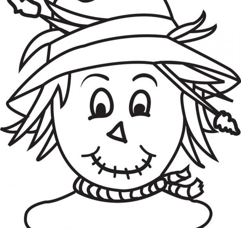 844x800 Easy Scarecrow Coloring Page Free Printable Pages With Autumn Fall