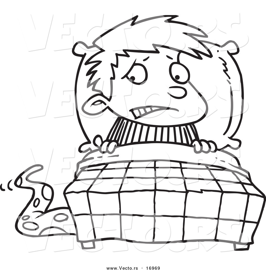 1024x1044 Vector Of A Cartoon Scared Boy Seeing A Monster Emerging