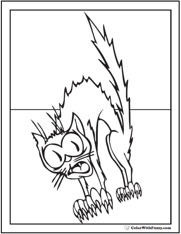 590x762 Scary Halloween Cat Coloring Pages