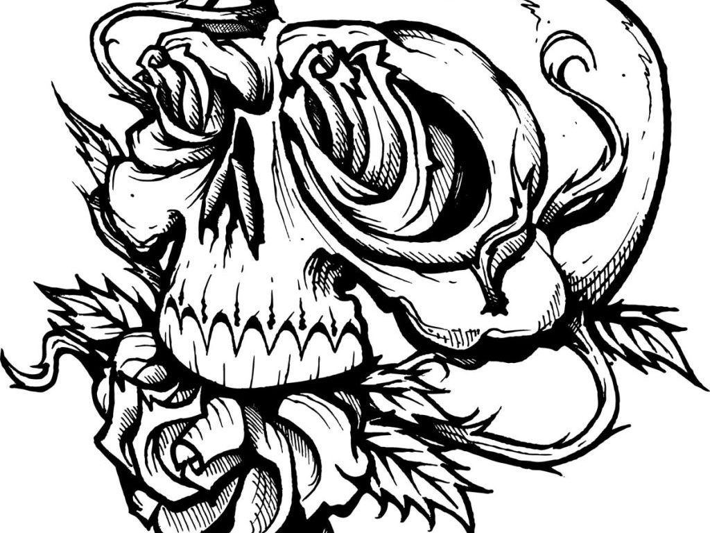 1024x768 Halloween Printable Coloring Pages Happy Pictures Creepy Adult