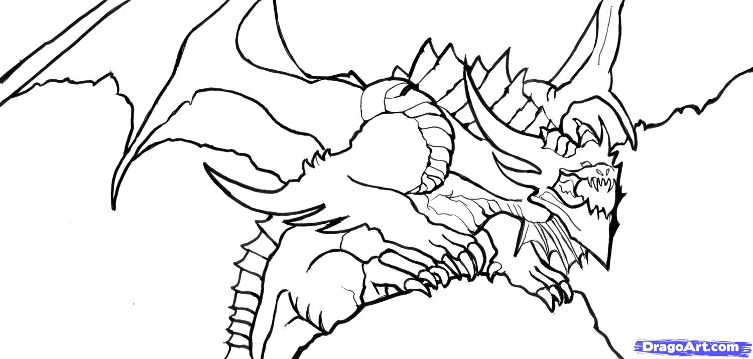 1500x716 Realistic Dragon Coloring Pages