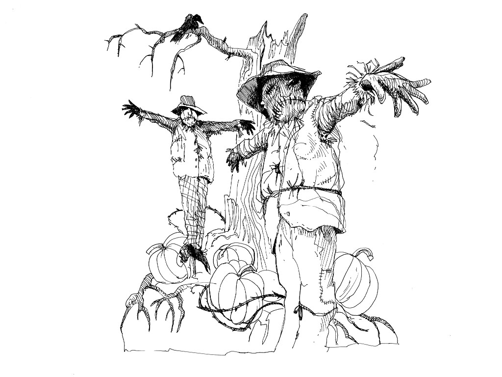 1024x768 Scarecrow Coloring Pages Scary Scarecrow Coloring Pages Kids