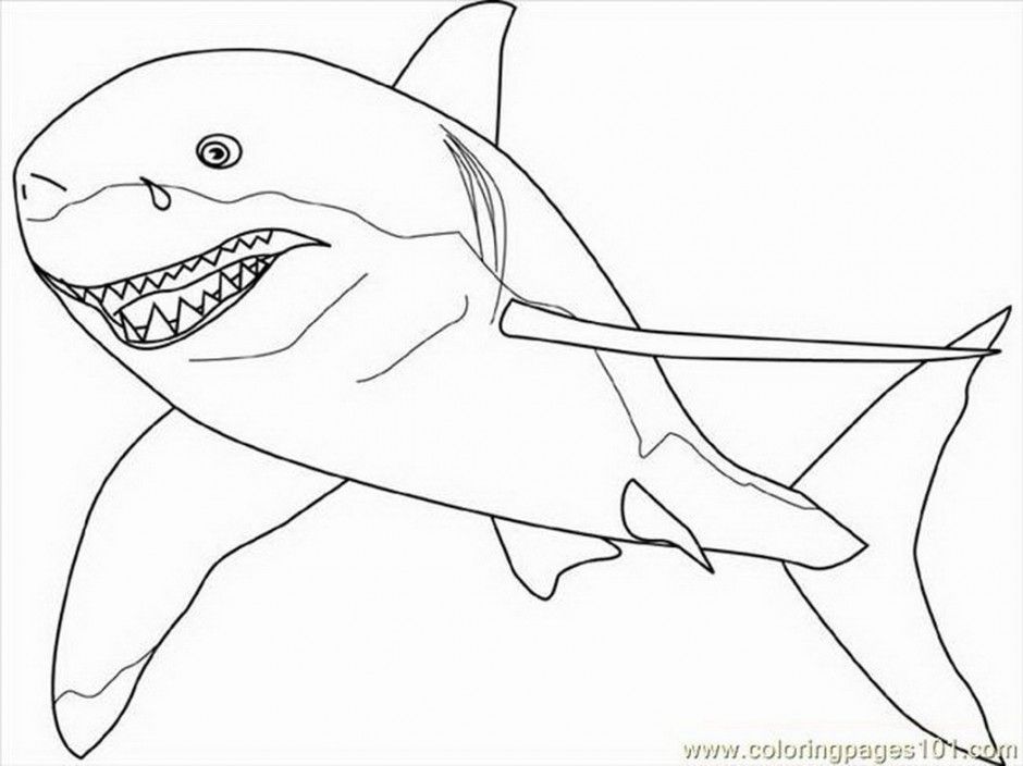 940x704 Great White Shark Coloring Page Az Coloring Pages, Scary Shark