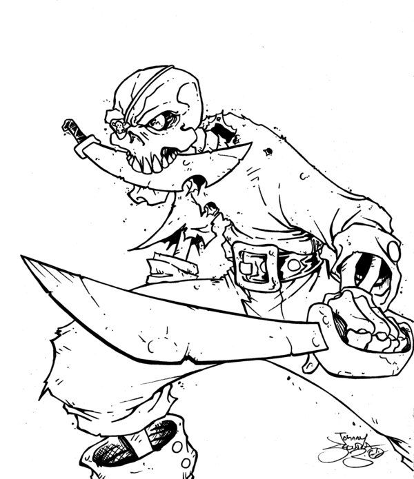 600x695 Scary Skeleton Coloring Pages