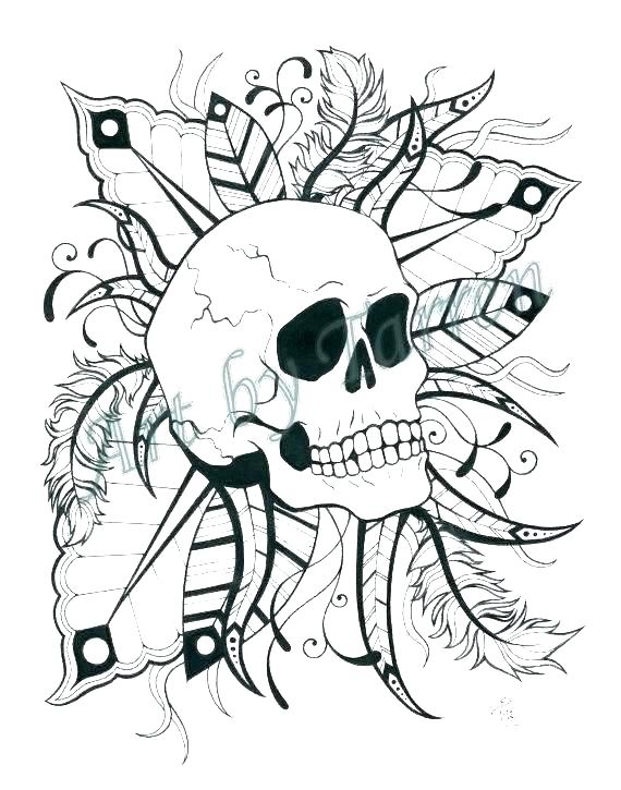 570x725 Skull Coloring Page Click To See Printable Version Of Scary Zombie