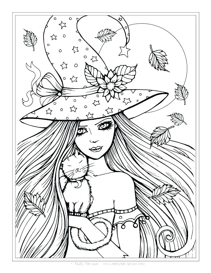 736x952 Scary Halloween Witch Coloring Pages