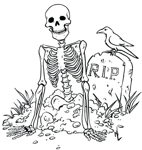 580x612 Extraordinary Scary Zombie Coloring Pages Skeleton Scary Zombie
