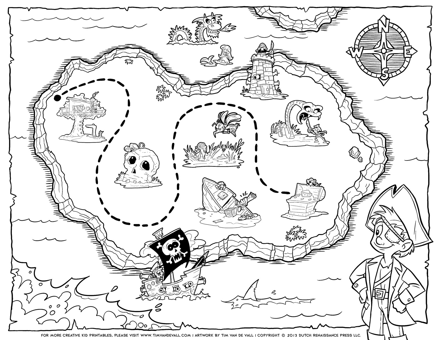 1500x1159 Kleurplaat Kids Pirate Treasure Maps Inside Scavenger