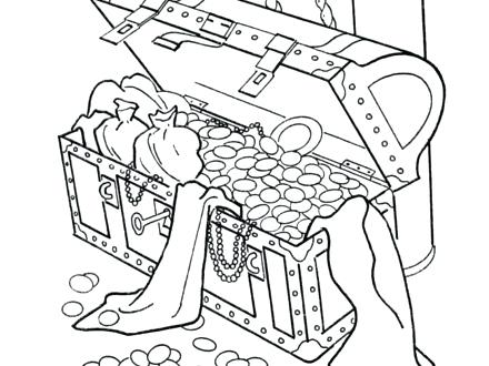 440x330 Treasure Hunt Colouring Page Coloring Pages Hunting Open Chest