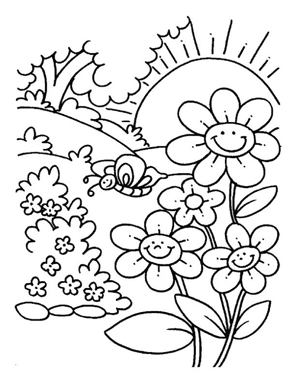 600x776 Scenery Coloring Pages Spring Scenery Coloring Pages Kids