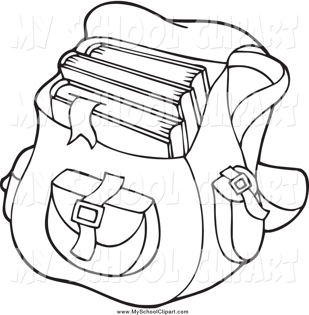 1024x1044 Clip Art Of A Black And White Backpack School Bag By Visekart