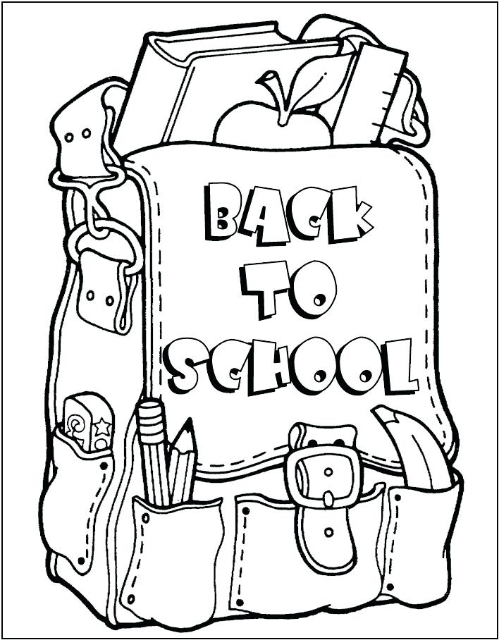 708x908 First School Coloring Pages School Bag Coloring Page Free School