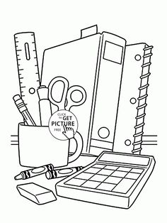 236x314 School Books And Apple Coloring Page For Kids, Back To School