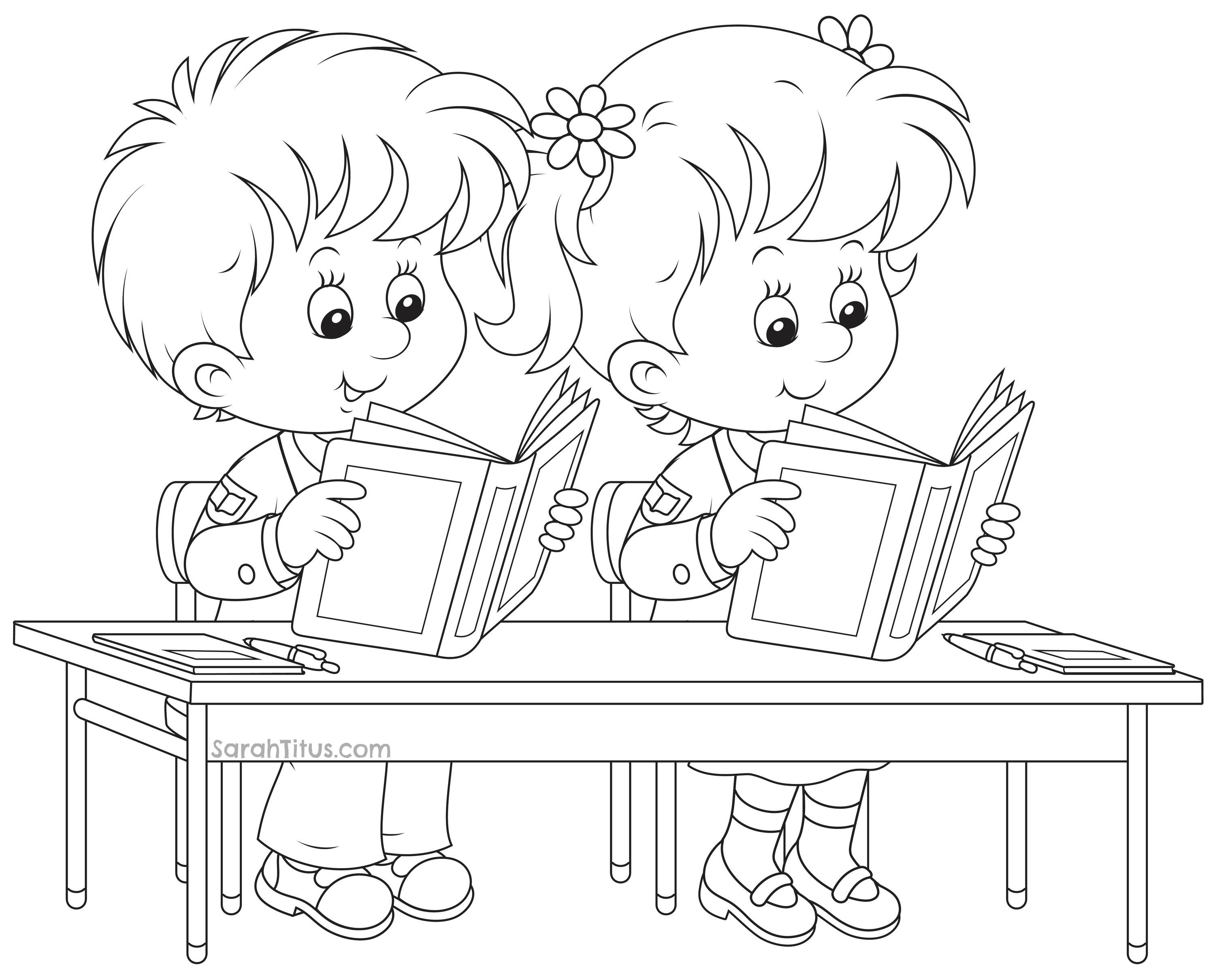 3000x2420 Building Coloring Page School Classes For Kids Printable Free