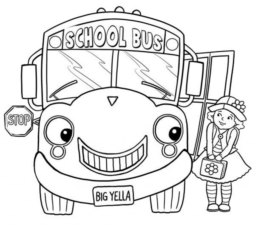 1024x914 Little Girl And School Bus Coloring Page Transportation Coloring