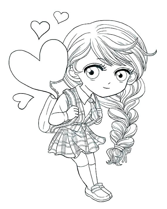 570x713 Cute Girl Coloring Pages Also School Girl Coloring Pages This Cute