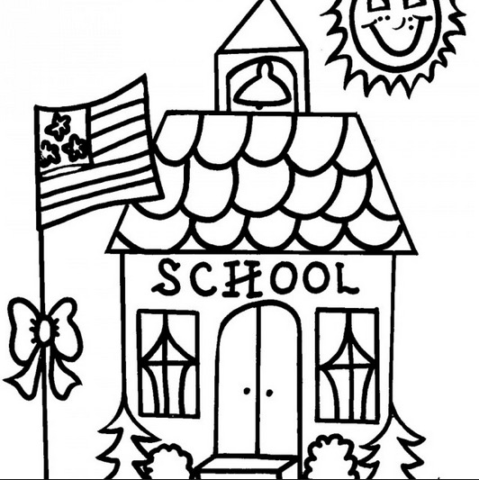 532x533 School House Coloring Page Amp Coloring Book