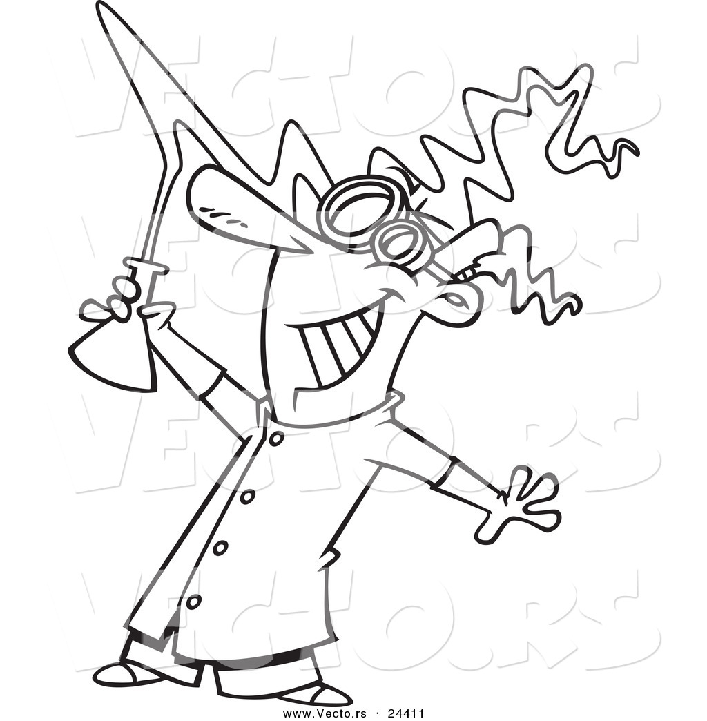 1024x1044 Vector Of A Cartoon Mad Scientist Holding A Beaker