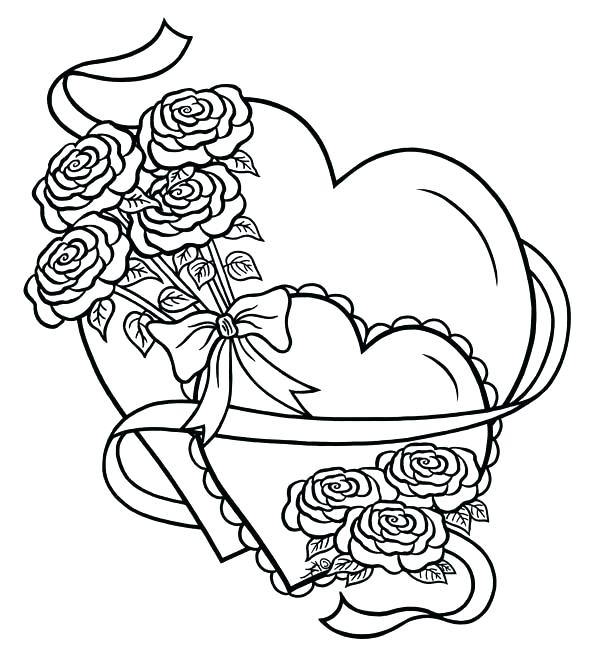 600x663 Rose Coloring Pages Realistic Rose Coloring Page Rose And Heart