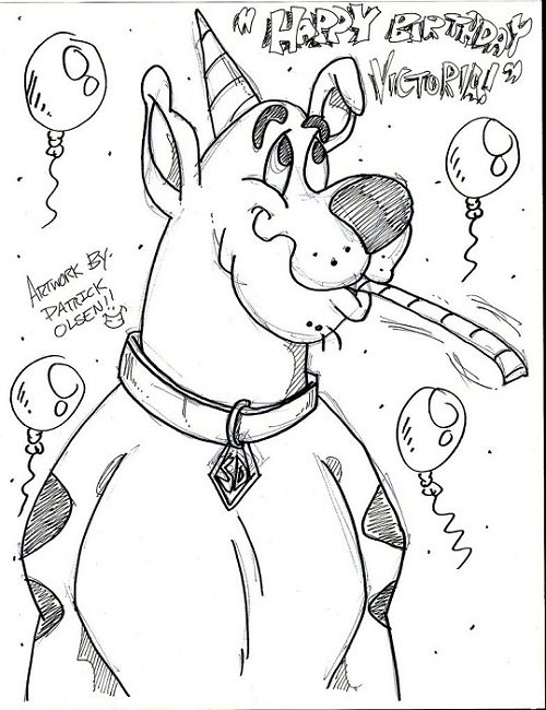 500x650 Scooby Doo Happy Birthday Coloring Pages Scoo Having Birthday