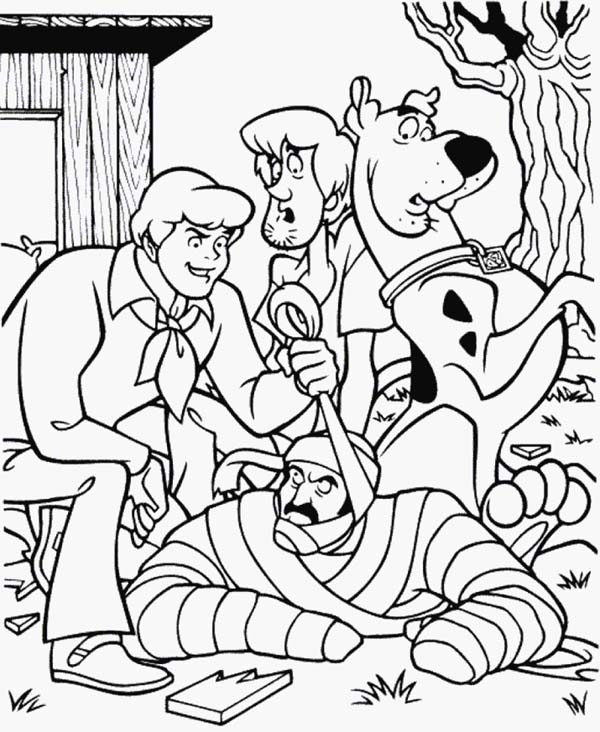 600x732 Scooby Doo And Friends Catch The Mummy Scam Funny Coloring Page