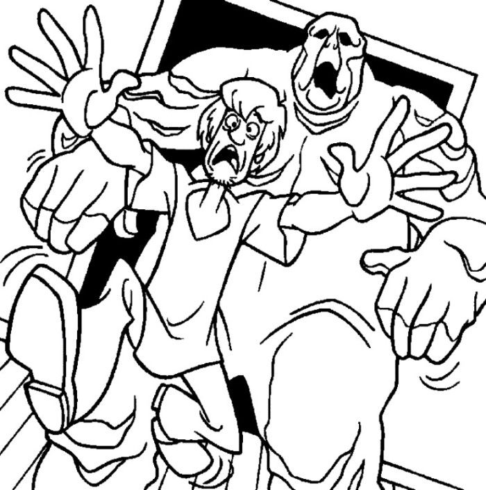 700x705 Scooby Doo Halloween Coloring Pages Chased By Monster
