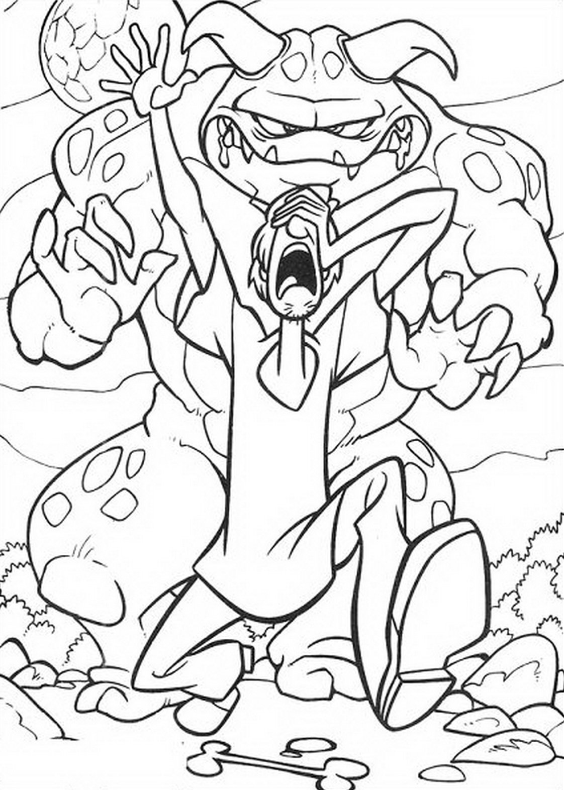 1122x1572 Download Shaggy Chased By Monster Scooby Doo Coloring Pages