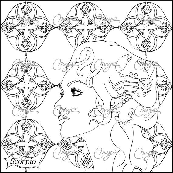 570x570 Masjas Zodiac Sign Scorpio Coloring Page Made By Masja Van Den