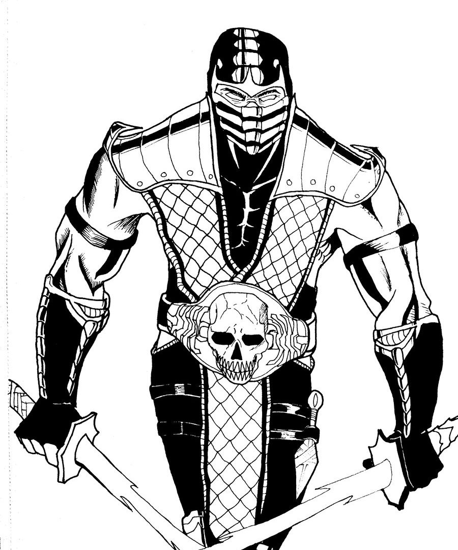900x1080 Mortal Kombat Coloring Pages Online Scorpion Printable Reptile