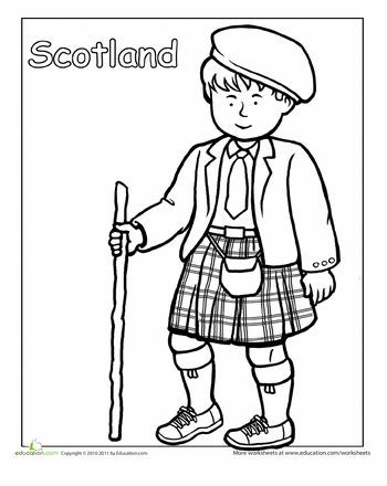 350x440 Scottish Traditional Clothing Coloring Page Worksheets