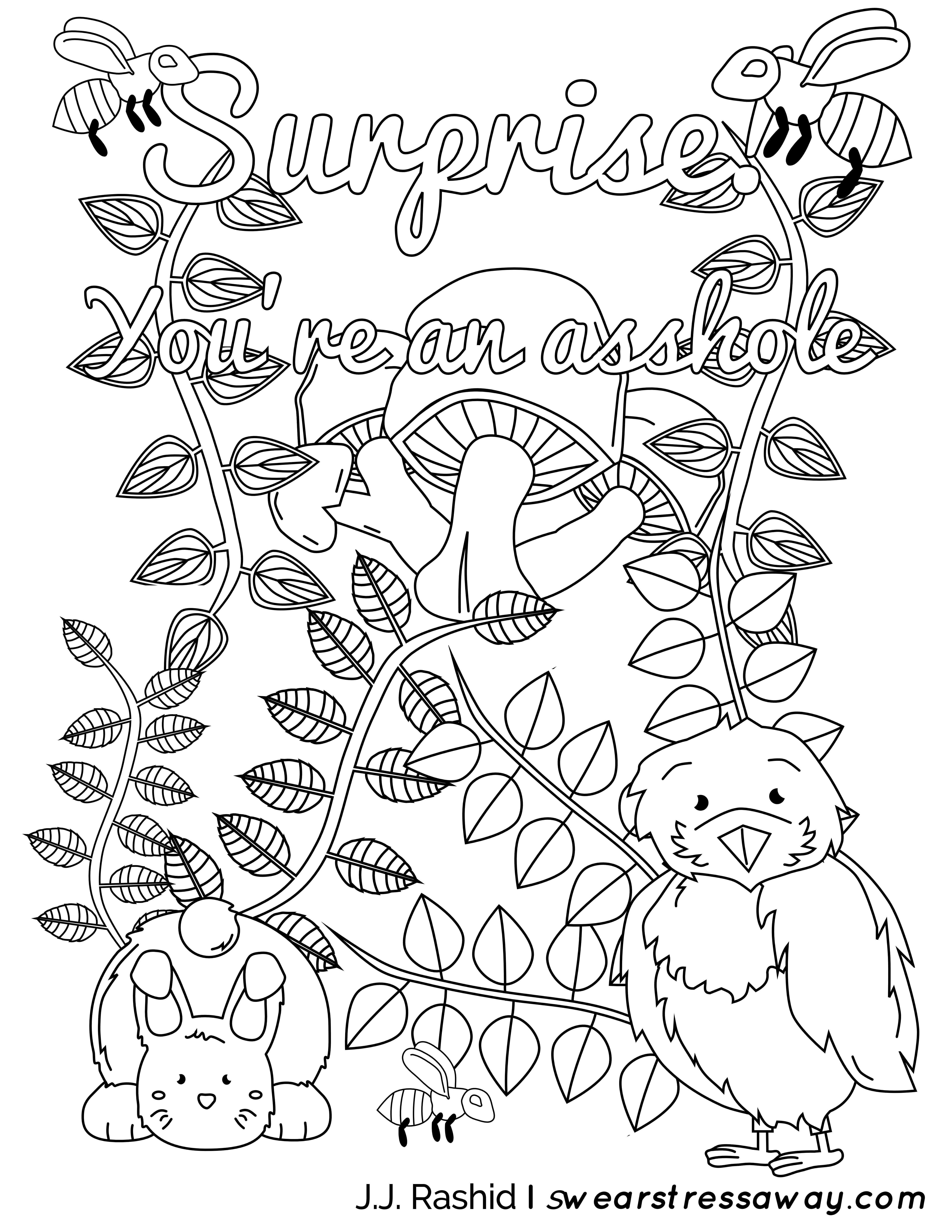 5100x6600 Fresh Surprise You Re An Asshole Adult Coloring Page Screw You As