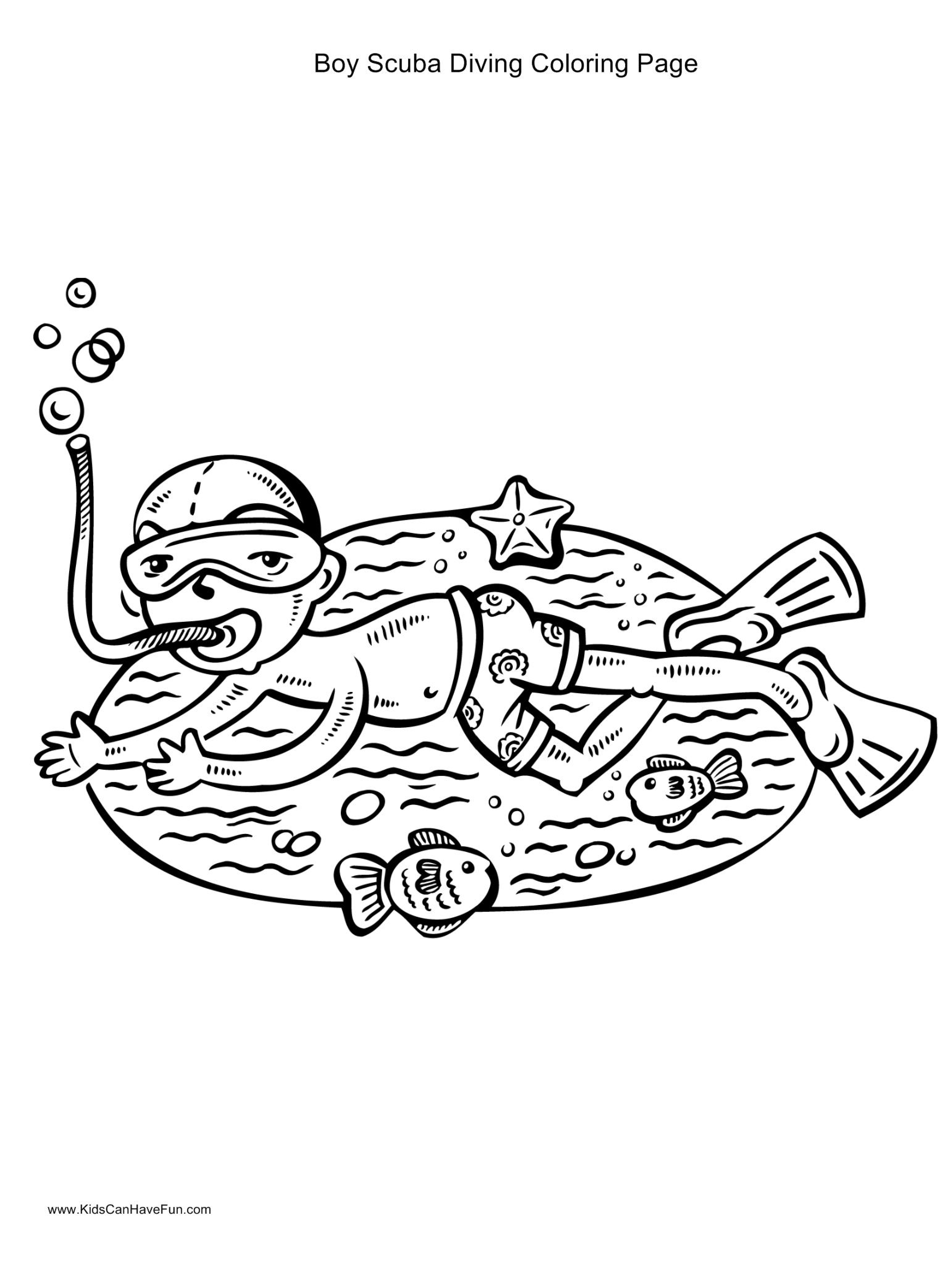 3084x4084 Boy Scuba Diving Coloring Inside 9