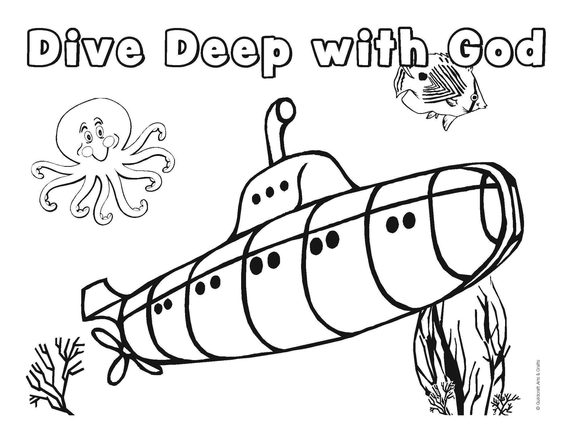 2200x1700 Startling Deep Sea Diver Coloring Page Underwater Pages