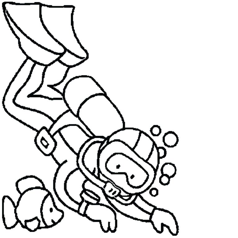 768x768 Scuba Diver Coloring Page Summer Season Coloring Pages Part 2 Free