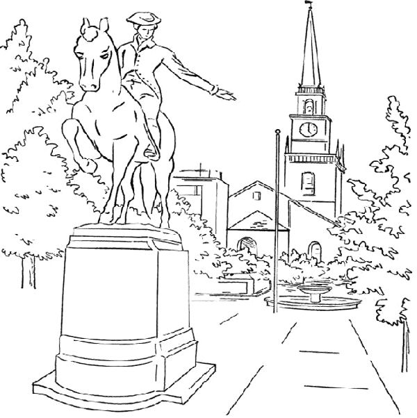 600x602 Sculpture Paul Revere Coloring Page Kids Coloring Pages