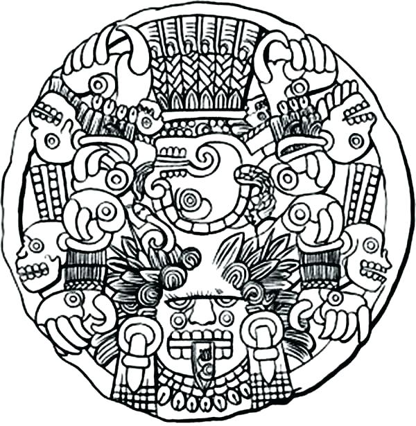 600x615 Coloring Pages With Lion Sculpture Aztec Of Mayan Macgregormalta