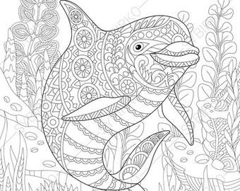 340x270 Coloring Pages For Adults. Ocean World. Seahorse. Underwater