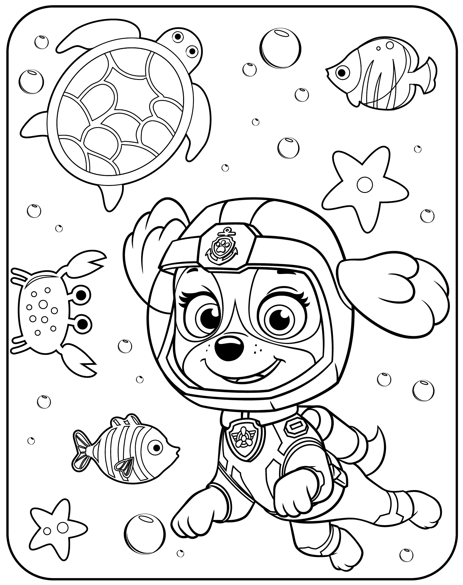 1600x2020 Underwater Paw Patrol Coloring Pages Skye