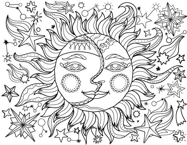 600x464 Free Printable Sun And Moon Adult Coloring Page. Download It