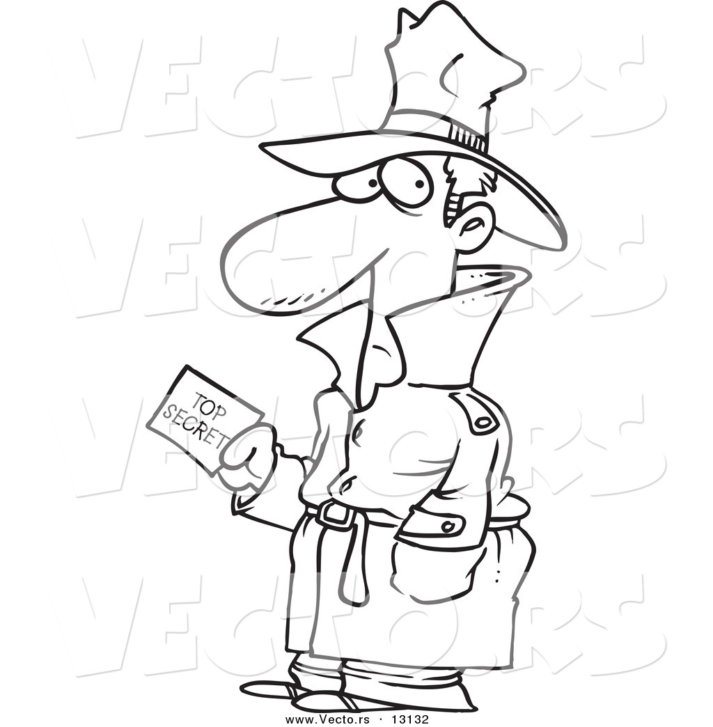 1024x1044 Vector Of A Cartoon Undercover Agent Carrying Top Secret
