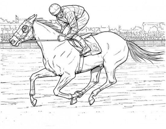 550x426 Realistic Race Horse Coloring Pages