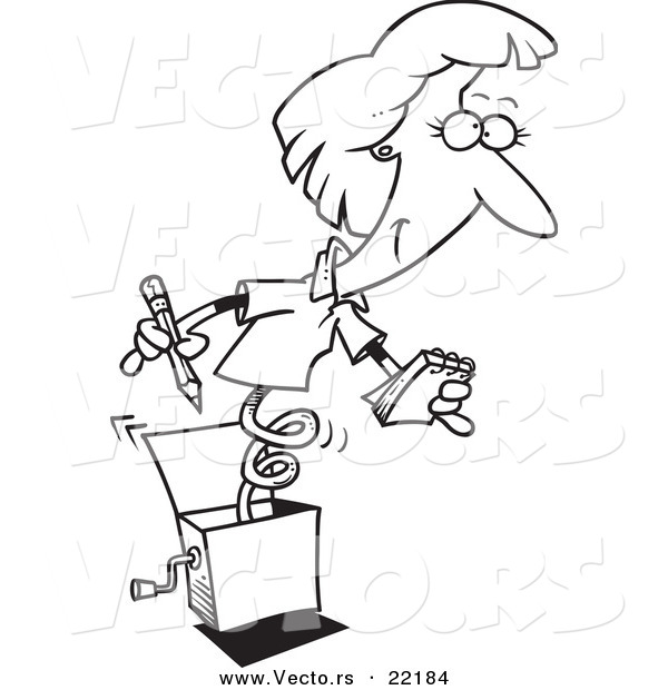 600x620 Vector Of A Cartoon Secretary Jack In The Box