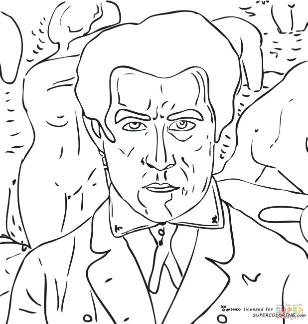 618x649 Pablo Picasso Coloring Pages Adult Self Portrait By Coloring Page