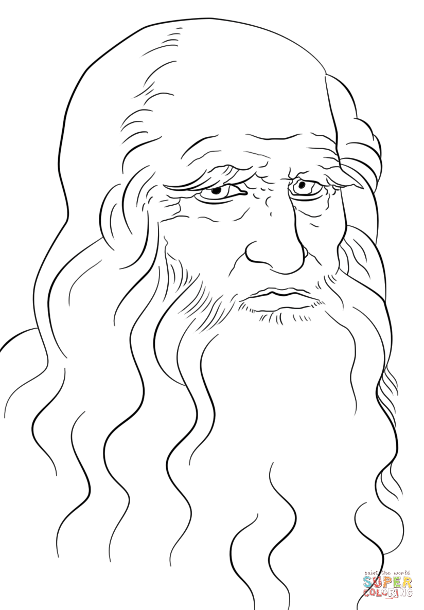 824x1186 Leonardo Da Vinci Self Portrait Coloring Page From Leonardo Da